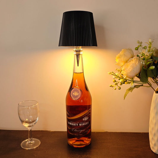 Wine Bottle LED Table Lamp -  Rechargeable Touch Control. Atmosphere Night Light